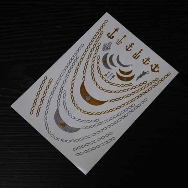 Temporary metallic tattoo, silver metallic tattoo, gold metallic tattoo,