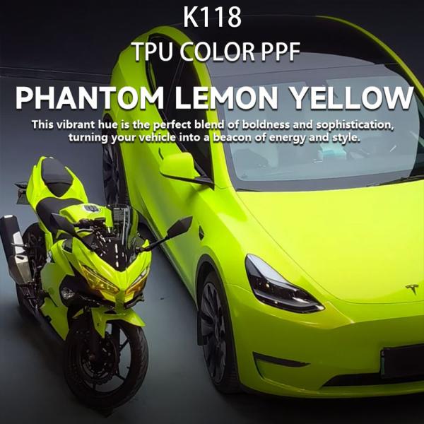 K118 Phantom Lemon Yellow TPU Color Car Paint Protection Film Best Vinyl Wrap