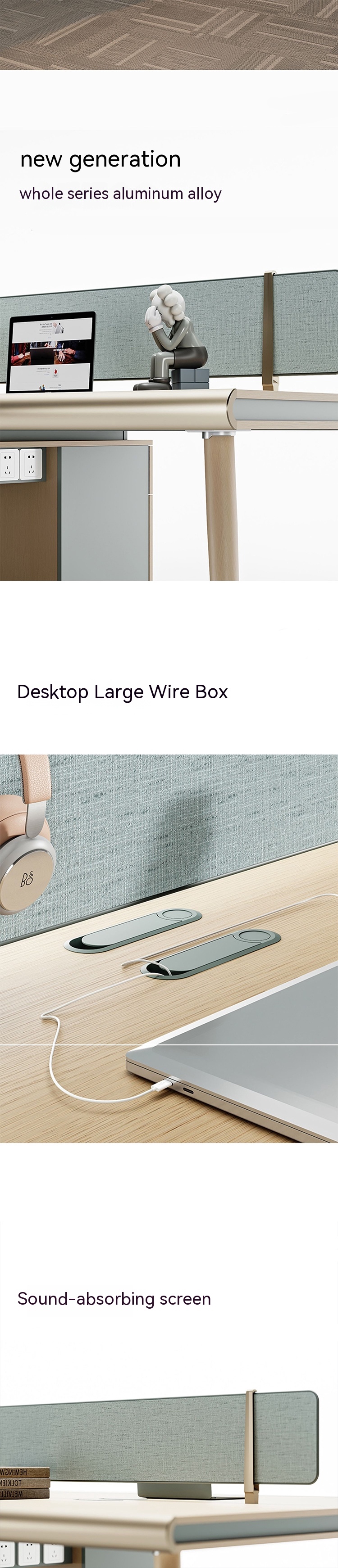 Customizable Staff Desks and Chairs Combination for Four People Office Workstation