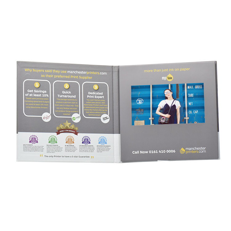 custom design A5 size 4.3 inch video brochure,LCD video mailer for event invitation card