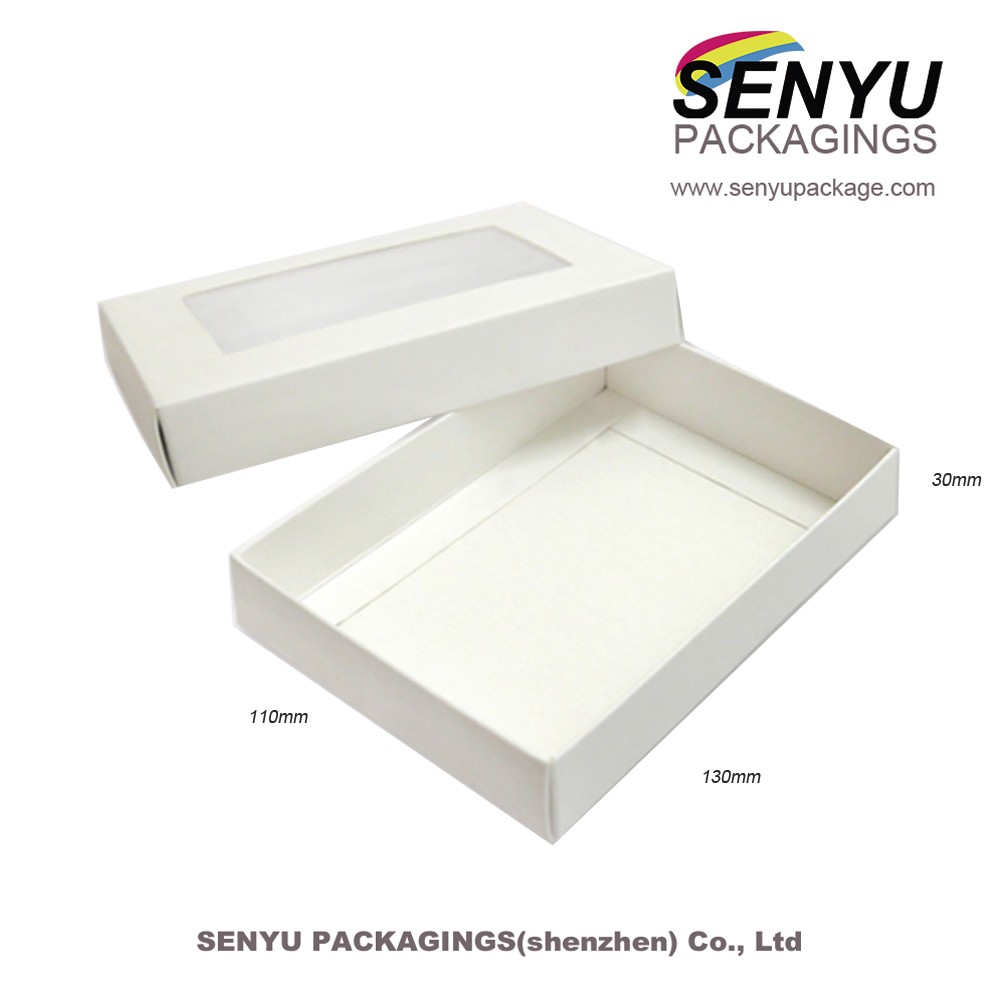 300g cardboard white window pvc box with your logo and custom surface coating and color printing