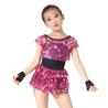 Buy cheap Children Girls Dance Outfit Sequin Jazz Dance Clothes Sleeveless With Tank Top Tiers Skirt Black Leotard from wholesalers