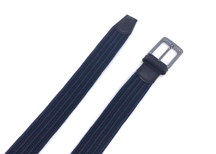 Blue Canvas PU Mens Enduring Stretch Woven Belt For Junior