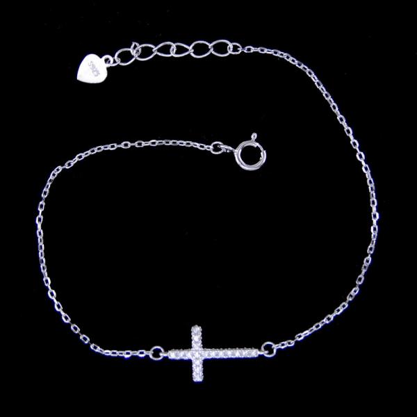 Buy cheap Real Silver Cross Bracelet Jewellery / Adjustable Bracelet Extension Chain from wholesalers