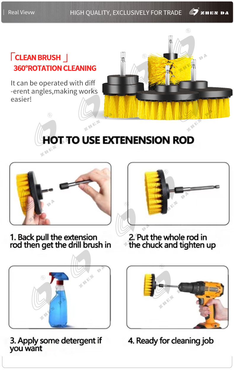5 Pcs Drill Power Brush Scrubber Cleaning Brush Kits For Household Cleaning