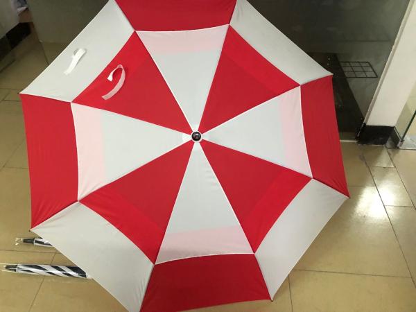 Double Layer Vented Golf Umbrella , Storm Proof Sturdy Umbrellas Red / White