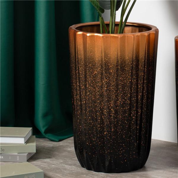 Buy cheap Custom Design Tall Floor Plant Pots Indoor Outdoor Decoration Black Ceramic Flower Pot For Home Garden from wholesalers