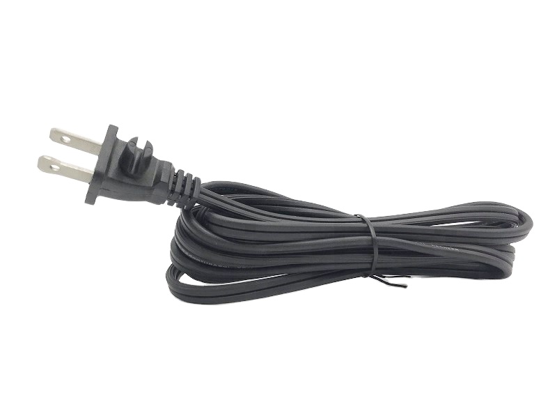 1.8m 2pin PVC Black American Plug Cable AC Power Extension Cord for Home Appliance Socket