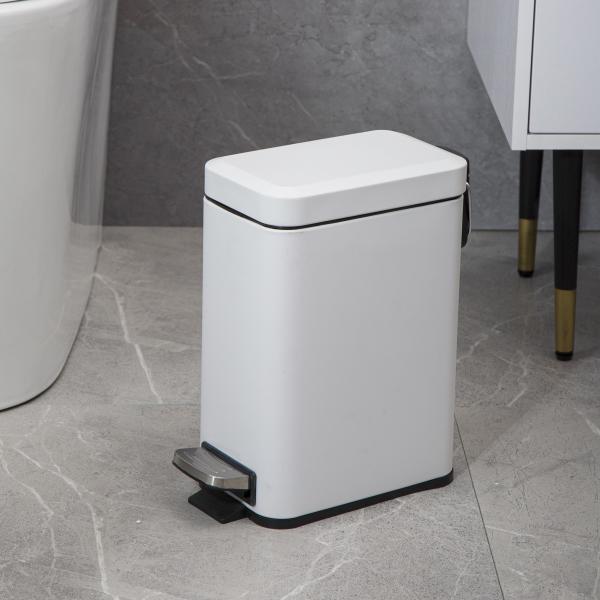 5L Stainless Steel Foot Pedal Waste Bin Rectangular Shape for Household and