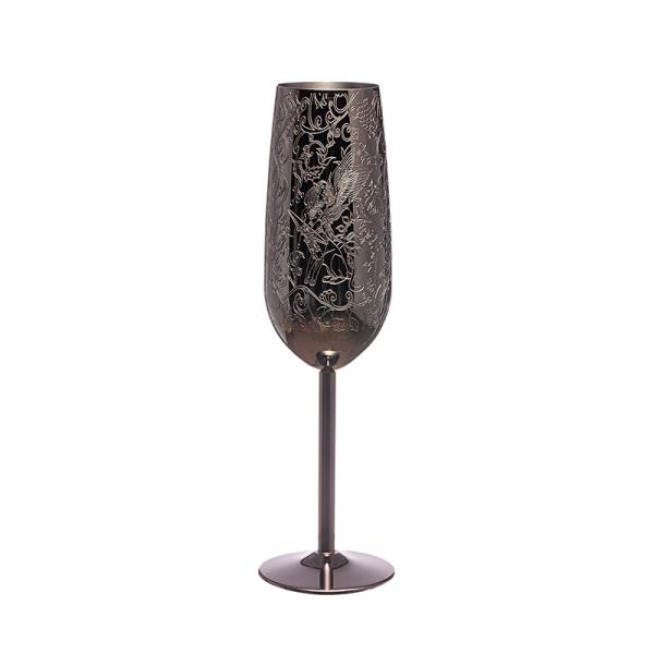 Buy cheap Stainless Steel Champagne Flutes Glass Metal Black Plated Wine Glasses for Outdoor Party from wholesalers