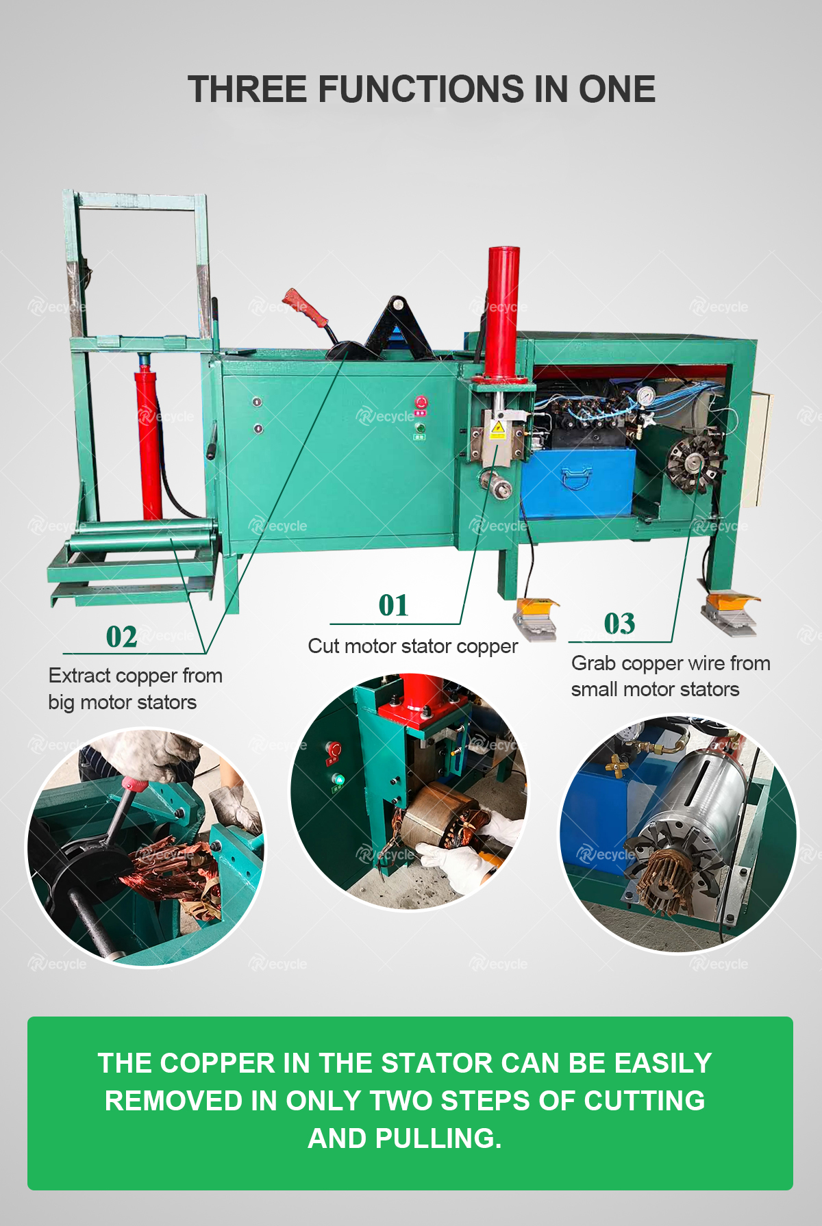 Electric Motor Stator Recycling Machine for Copper Electrolysis Weight KG 545 kg