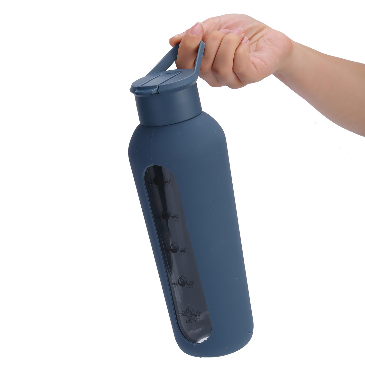 Outdoor Sport Glass Water Bottles With Silicone Cover And Straw