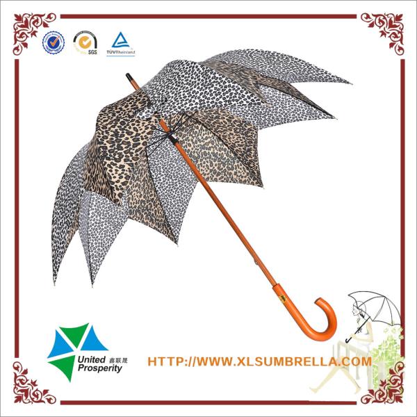 Buy cheap Wooden J Handle Leopard Print Color Change Umbrella For Women from wholesalers