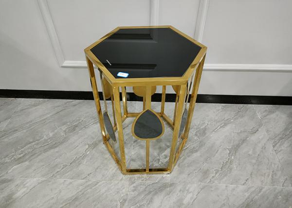 Buy cheap Stainless Glass Surface Hexagonal Gold Plated Coffee Table Light Luxury Design Style from wholesalers
