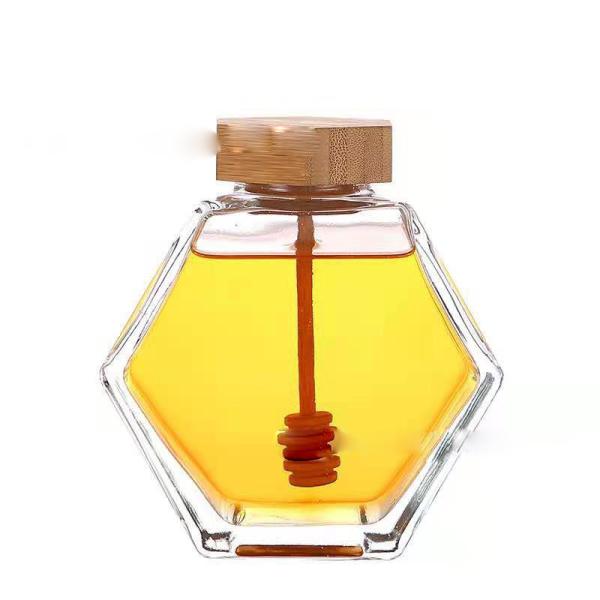 Buy cheap 250ml Clear Food Glass Jar Bamboo Lid For Holding Honey Storage from wholesalers