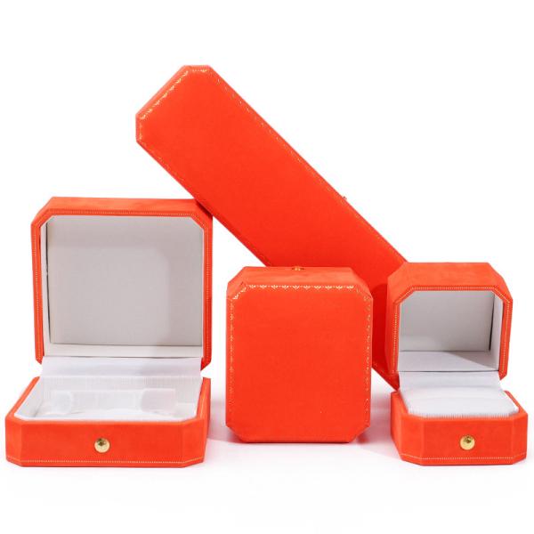 Buy cheap Newest Orange Velvet Jewelry Box for Custom Logo Pendant Earrings Bracelet Necklace Ring from wholesalers