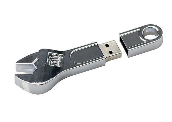 Silvery 64G 2.0 Metal USB Flash Drive Spanner Shape With Engrave Logo