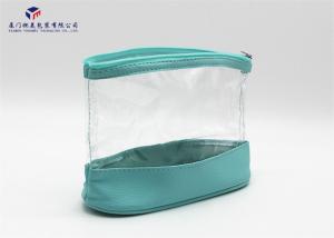 Wholesale Bath Set Leather Cosmetic Bag Super Clear PVC Body Top Zipper 19.5X6.5X12.5cm from china suppliers
