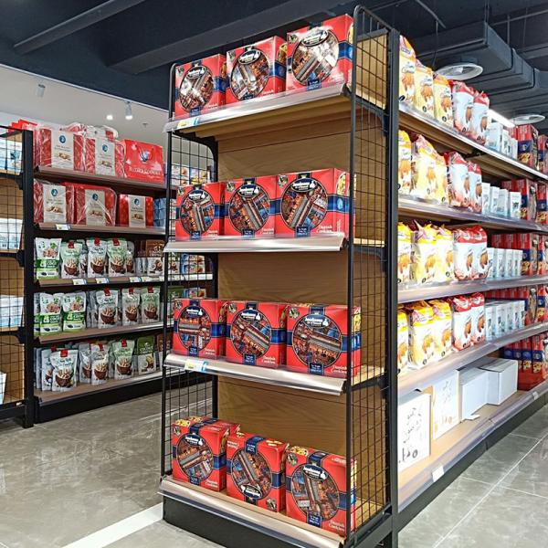 Buy cheap Wood Grain Supermarket Gondola Display Commercial 60kg / Layer from wholesalers
