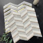 Carrara Marble Mixed Brass Herringbone Mosaic Tile 300x300mm Anti - Slip