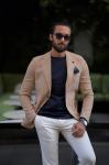Double Breasted Camel Mens Casual Business Jacket No Tie