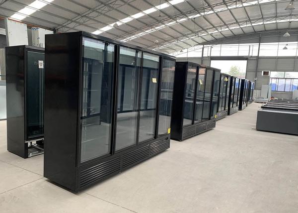 Buy cheap Plug In Glass Four Swing Door Refrigerators In RAL9005 Black from wholesalers