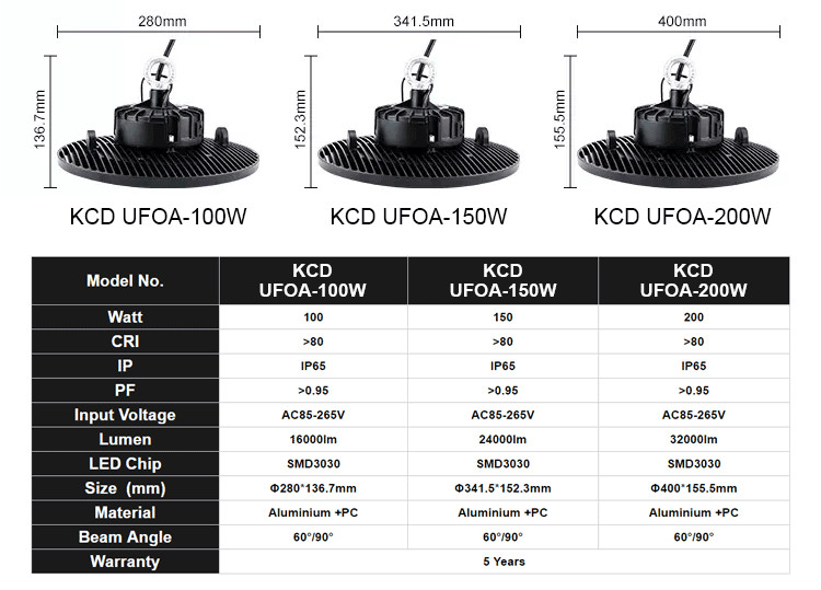 100w 150w 200w Led High Bay Light Factory Industrial High Bay Led Lighting