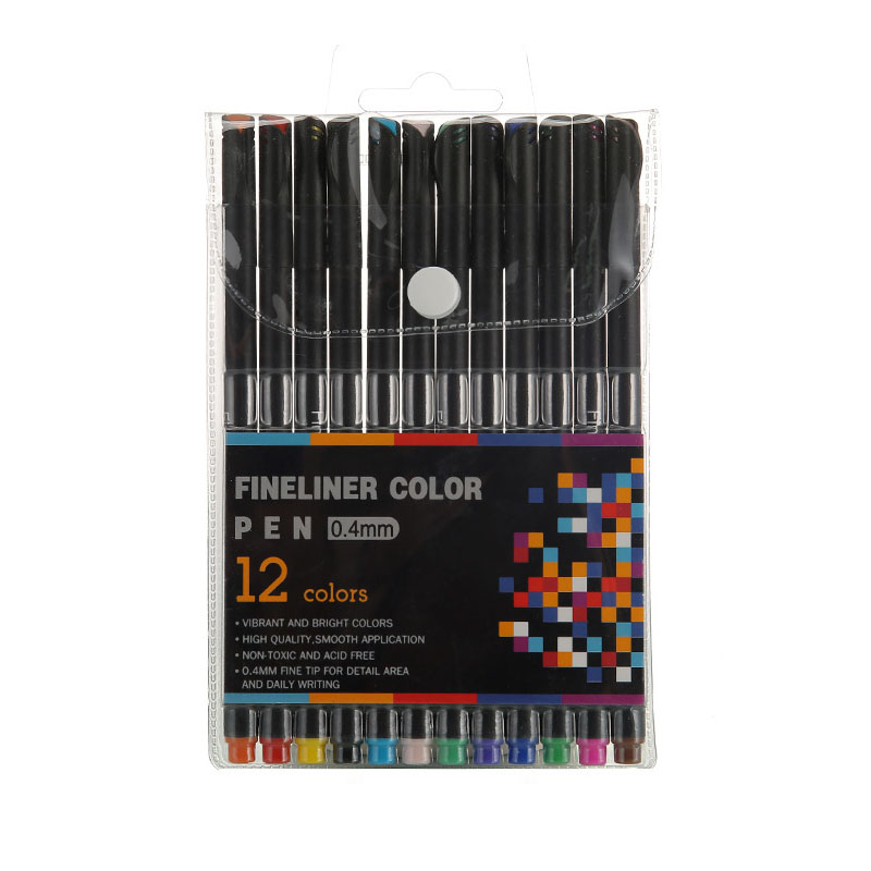 Watercolor Art Marker Pen Set of 12 Fine Point Markers for Writing and Fineliner Art