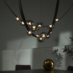 Modern Black Leather Chandelier for Living Room Hall Villa Home Long Chandelier