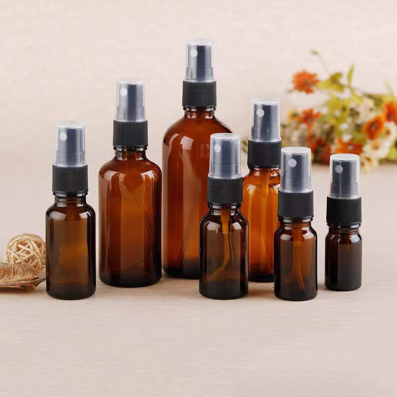 Facial Cleanser Green Blue Glass Serum Bottle with Silver Pressure Pump 15ml 30ml 50ml Cosmetic Packaging Luxury Design