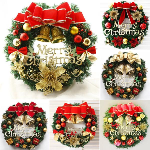 Buy cheap Christmas Wreath 30cm Front Door Wreath Decoration Door Hanging Green Wreath from wholesalers