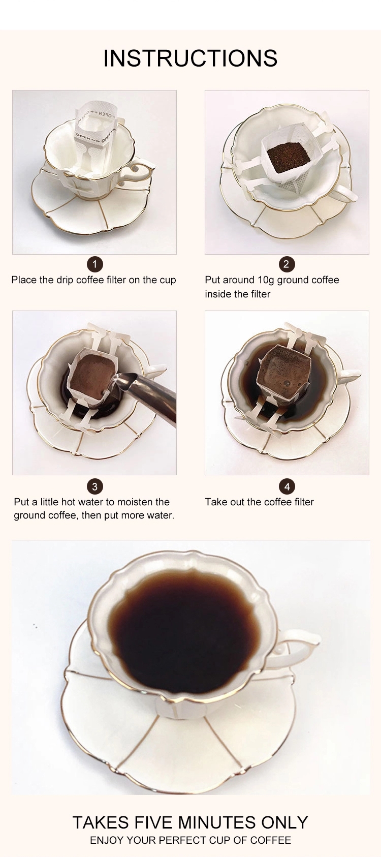 Eco Friendly Disposable Drip Coffee Filters Sustainable With Customized Logo