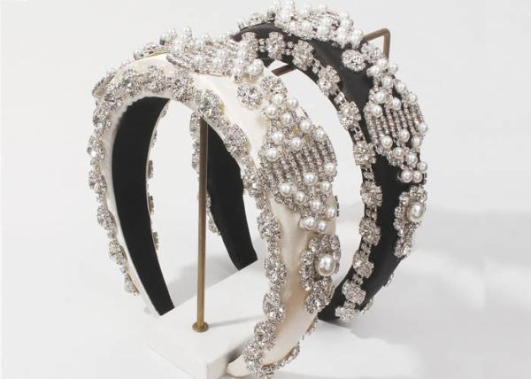 Buy cheap Heavy industry fashion sponge bride diamond pearl headbands creative luxury headband hair accessories from wholesalers