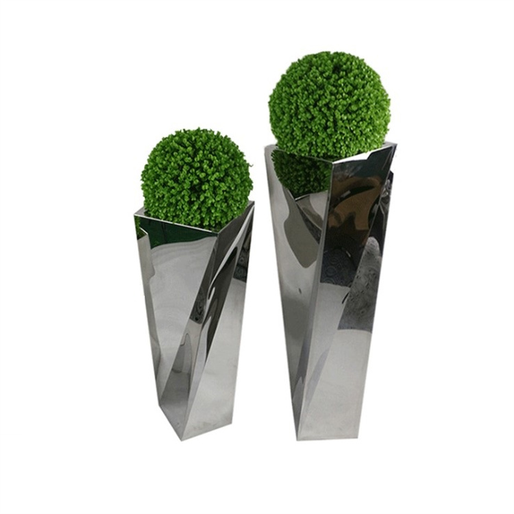 Customized special shaped stainless steel flower pots spiral planter