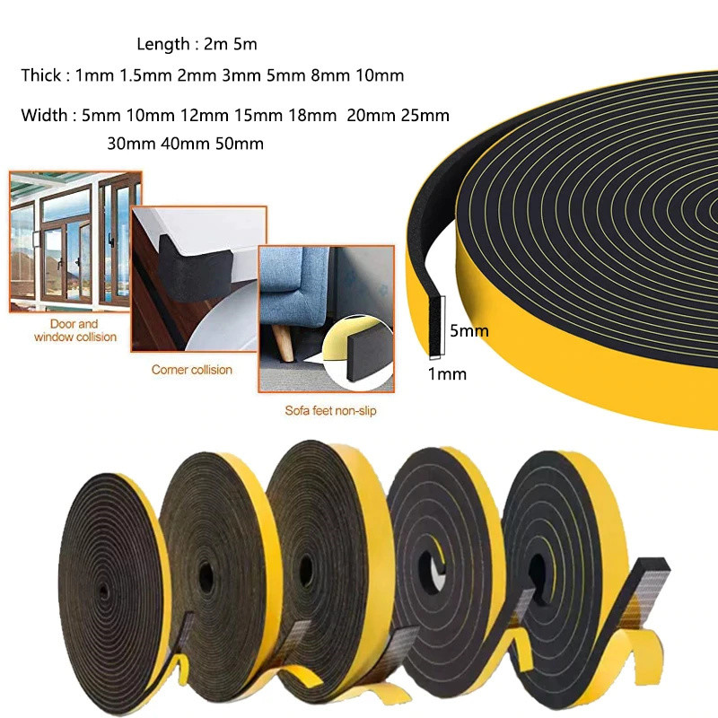 30 Feet UPVC Door Weather Seal Neoprene CR Foam Tape Weather Stripping