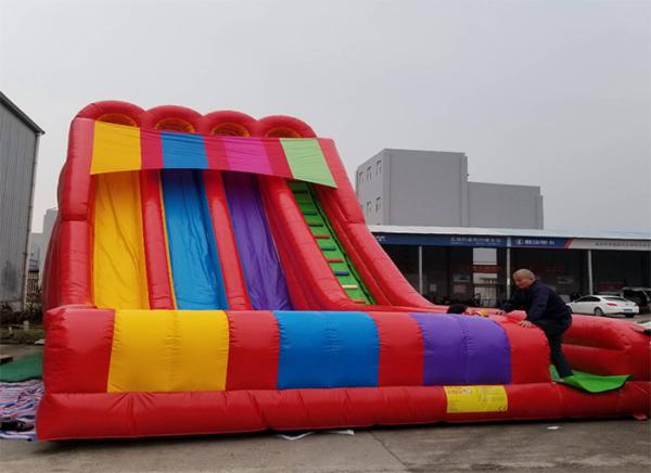 Buy cheap Large Outdoor EN14960 Carnival 3 lane Inflatable Water Slide For Kids from wholesalers