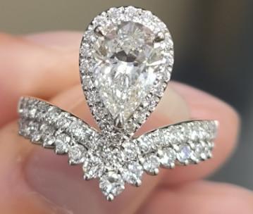 Buy cheap 18k Pear Shape Full Diamonds Women Ring Lab Grown Diamond Ring Princess Design Luxury Design from wholesalers