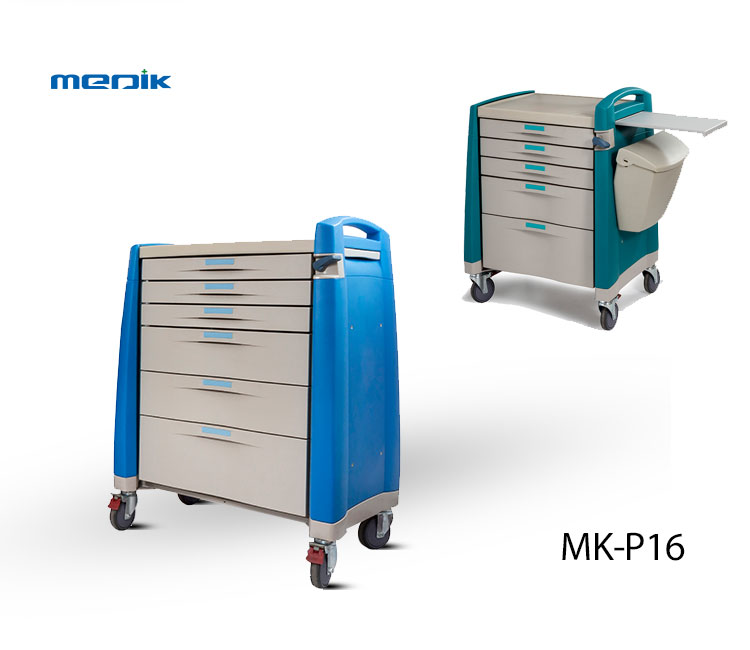 Automatic Self Locking 5 Drawers ABS Utility Medicine Trolley Cart