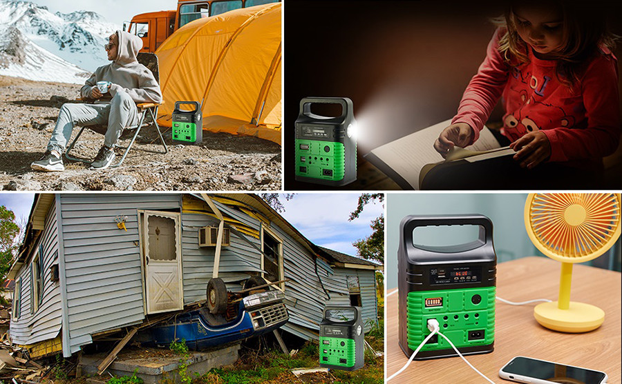 Camping Portable Solar Panel Energy System Kit With Charger Radio Home Storage