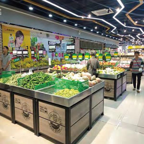 7ft Height Fruit Display Stands , TGL Steel Vegetable Rack For Supermarket 30Kgs