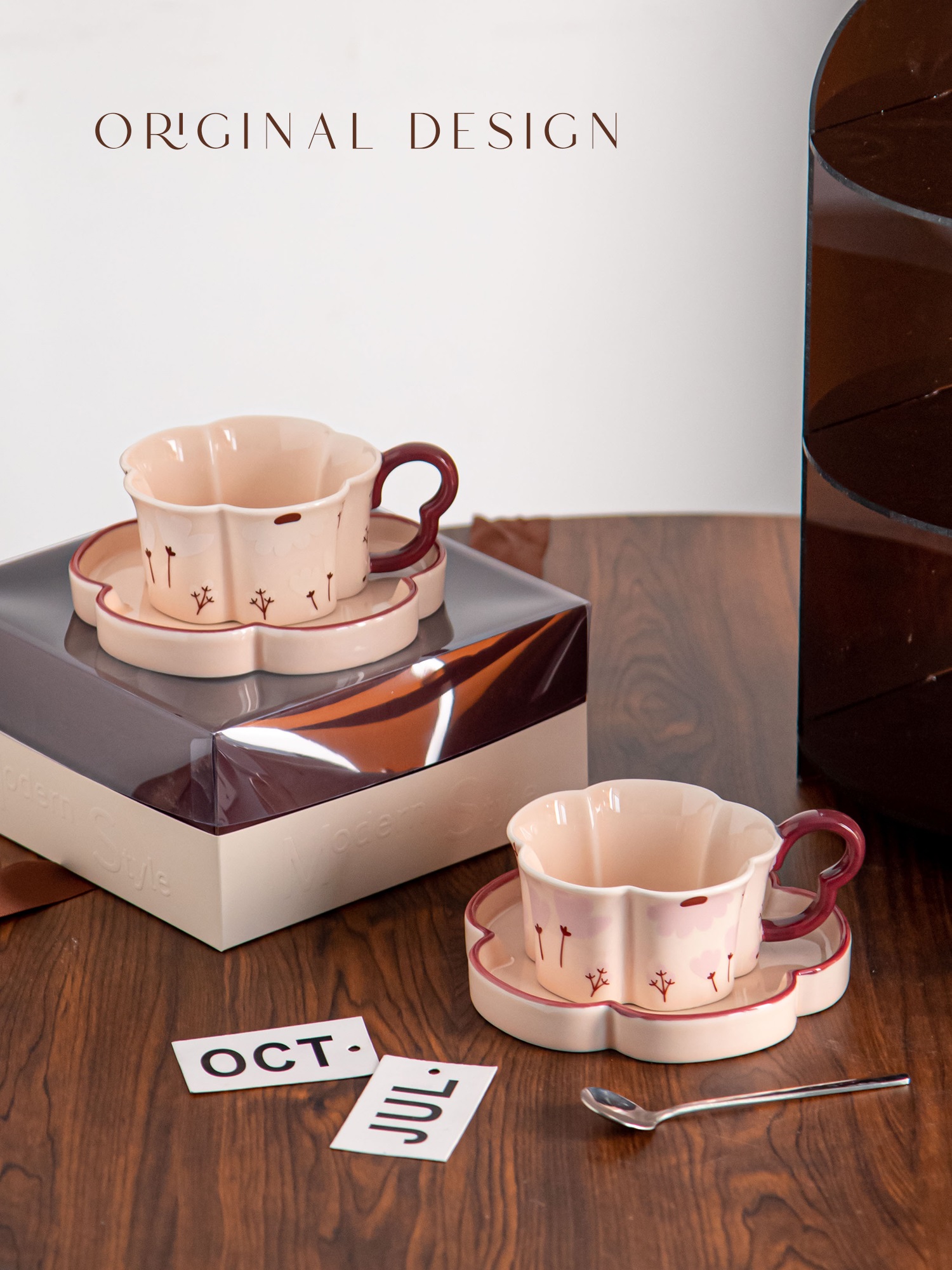 210ml Volume Fresh Style Exquisite Flower Shaped Cups And Saucers For End Coffee