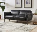 Buy cheap Antique Slate Color Black Leather Two Seater Sofa Bed With Steel Frame Old Finishing from wholesalers