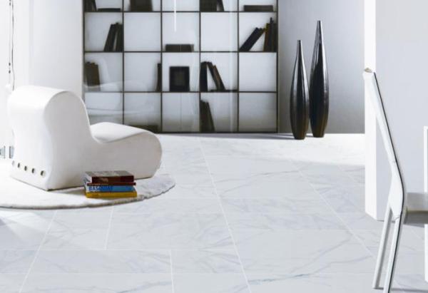 Non Slip Marble Look Porcelain Tile , Glazed Carrara Porcelain Floor Tile Indoor