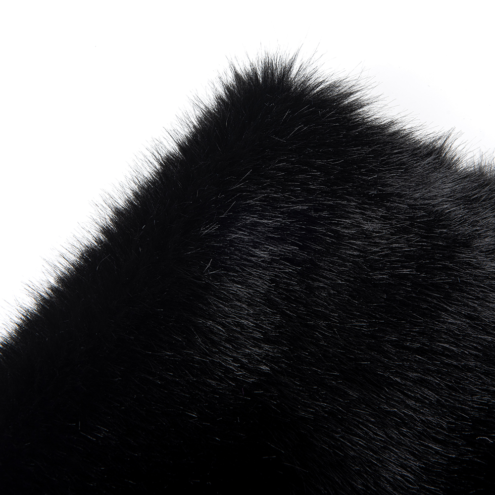 Color Fastness Grade 4-5 Black Faux Fur Fabric for Ladies' Pullovers and Winter Wear