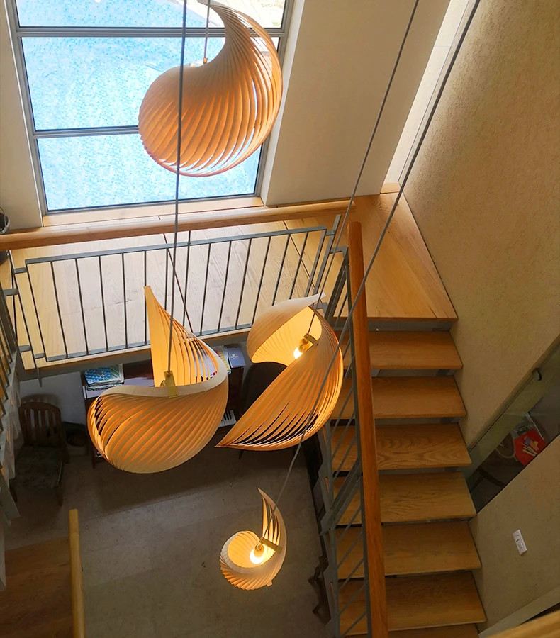 Veneer pendant light Nordic wooden hanging lamp replica design lamp(WH-AP-545)