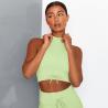 Buy cheap Striped turtleneck sports bra seamless solid color gather yoga lingerie fitness turtleneck vest from wholesalers