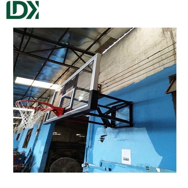 Wall Mounted Adjustable Height Tempered Glass Basketball Hoop For Schools