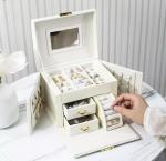 Flannelette Leather Jewelry Storage Box Greaseproof Earring Jewelry Box