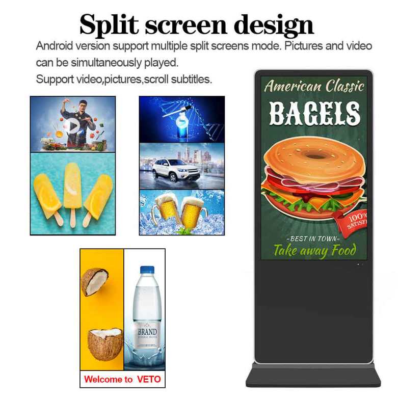 Alone Standing LCD Digital Signage Display 65 Inch 1920×1080 Resolution
