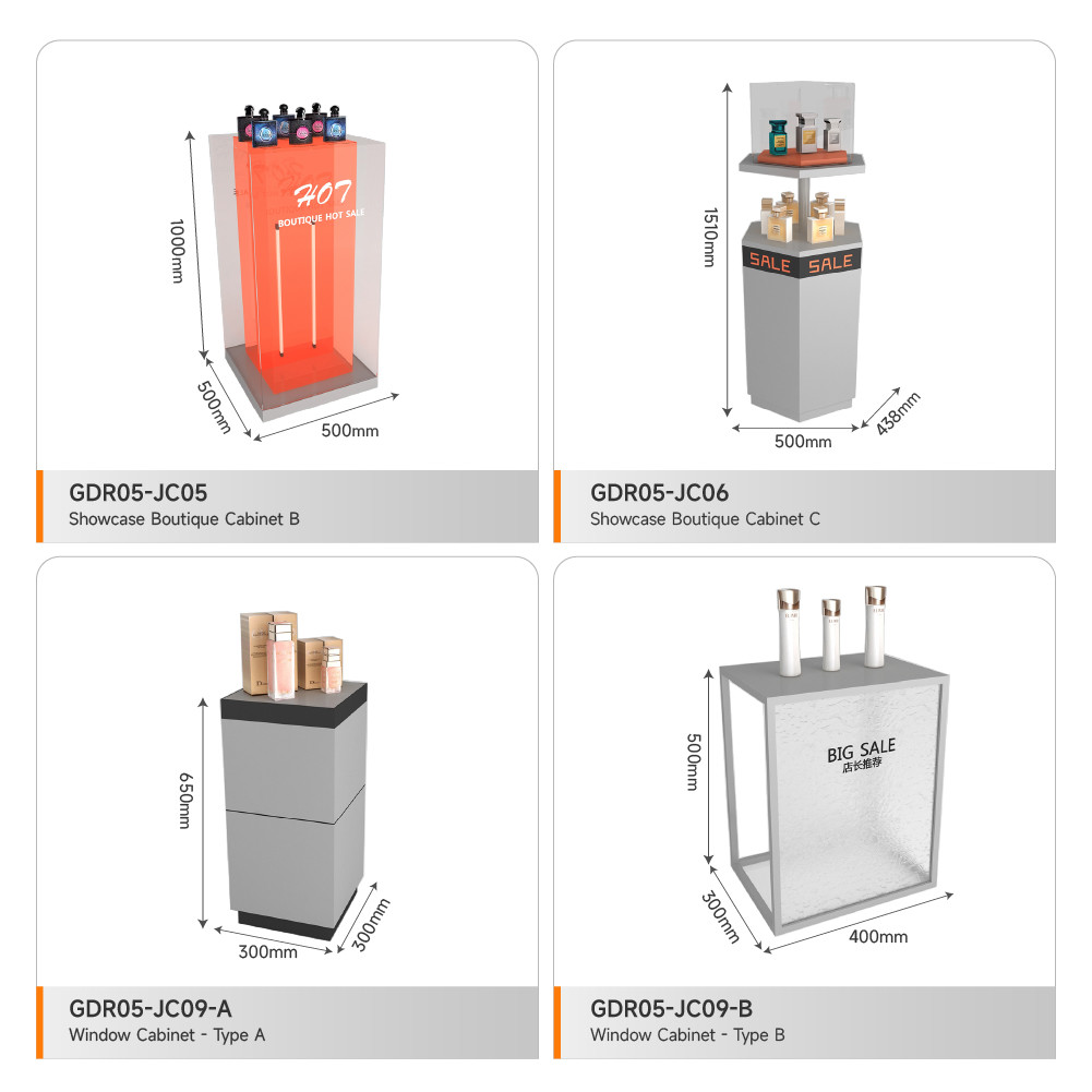 Store Showcase Grey Wooden Showcase Cabinet For Visual Merchandising Shop Display And Multi-Functional Store Counter